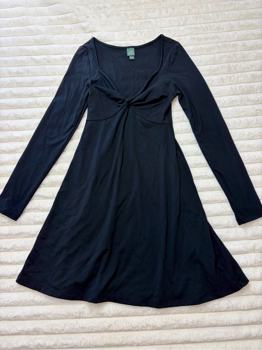 wild fable Black Long-Sleeve Twist Front A-Line Dress